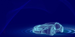 蓝色科技感线条汽车新能源汽车展板背景